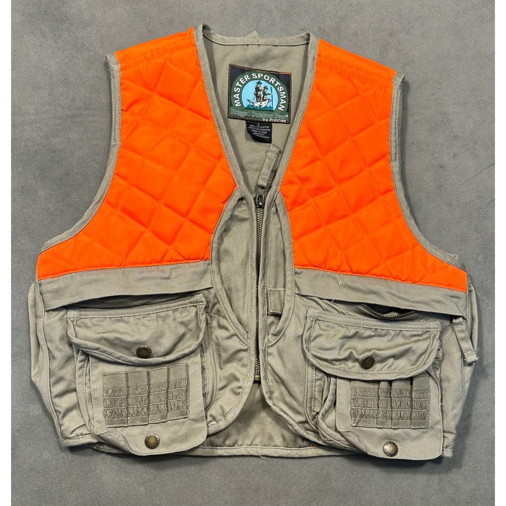 Master Sportsman Quilted Orange Hunting Fishing Vest Kids L Rugged‎ Outdoor Gear